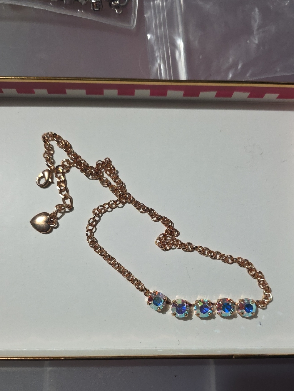 Rose Gold Swarovski Crystal Necklace- Sparkling Aurora Stones
